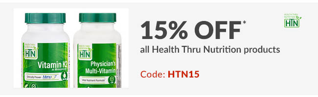 15% off* all Health Thru Nutrition products. Code: HTN15